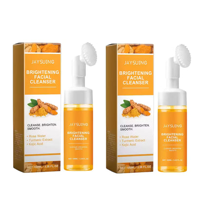 Turmeric Facial Cleanser - 2pcs Damascus Rose Water, Moisturizing Skin with Cleansing Brush Head